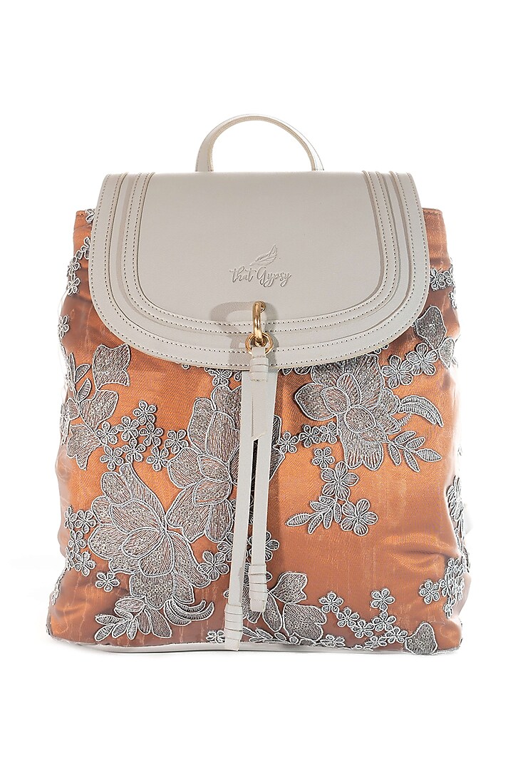 Orange Sequins Embroidered Bag by THAT GYPSY