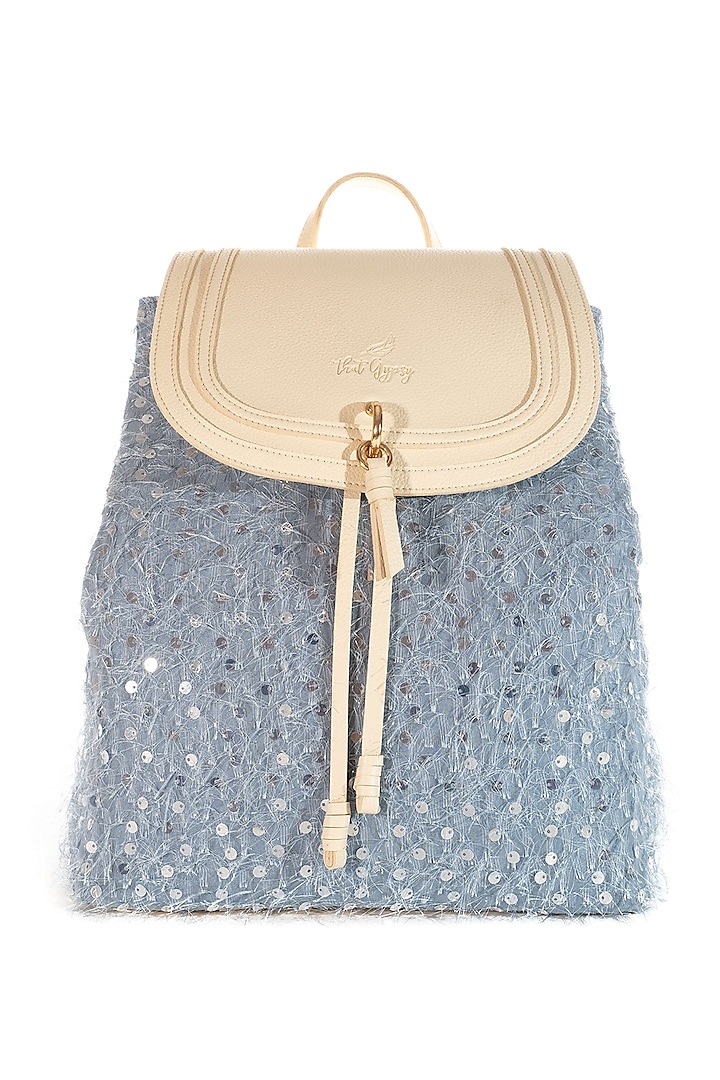 Sky Blue Sequins Embroidered Bag by THAT GYPSY