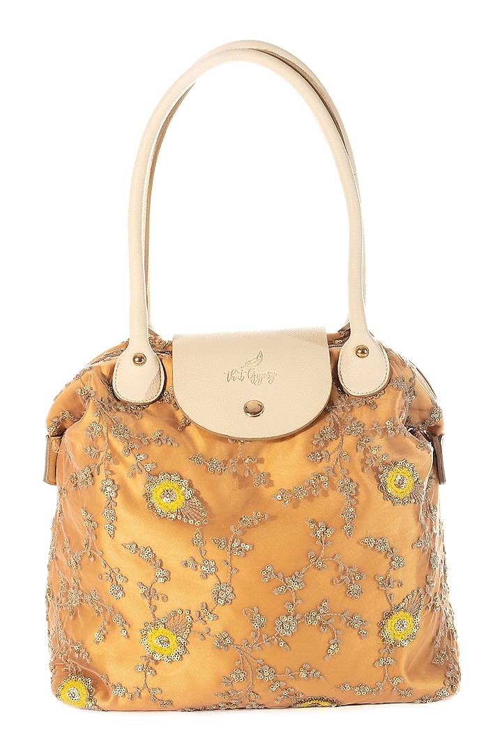 Mango Yellow Embroidered Lace Bag by THAT GYPSY