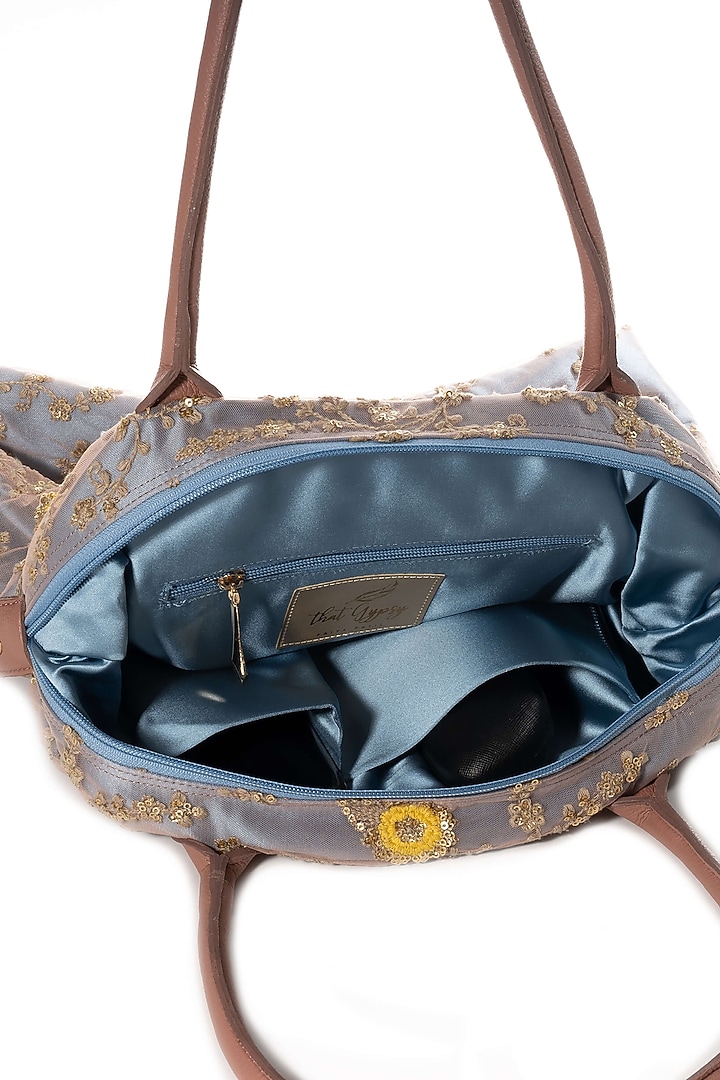 Sky Blue Embroidered Lace Bag by THAT GYPSY at Pernia's Pop Up Shop