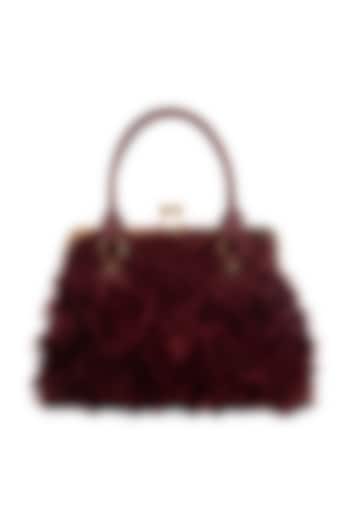 Maroon Embroidered Net Bag by THAT GYPSY