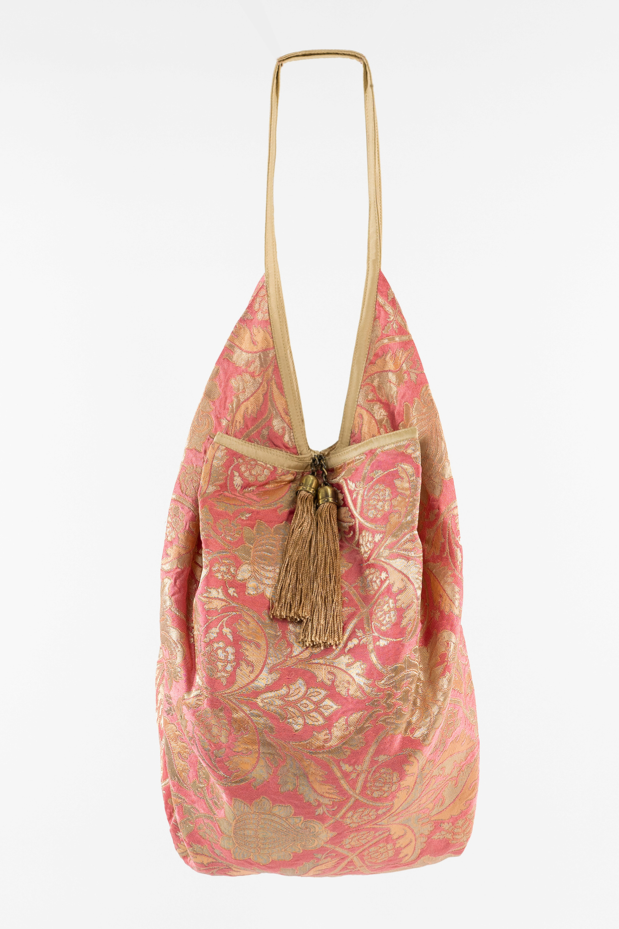 Blush Pink Jhola Bag With Tassels by THAT GYPSY at Pernia's Pop Up Shop