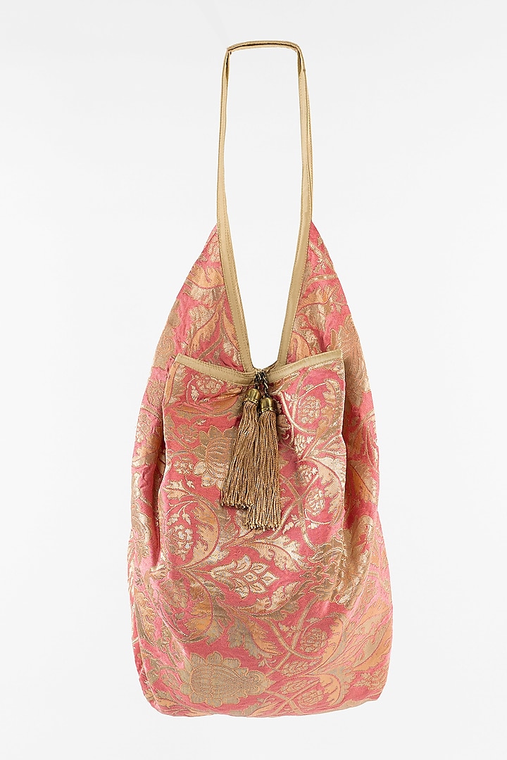 Blush Pink Jhola Bag With Tassels by THAT GYPSY