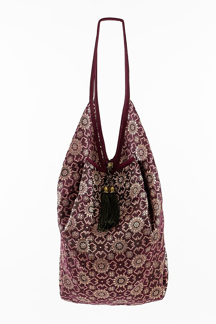 Wine Jhola Bag With Tassels by THAT GYPSY