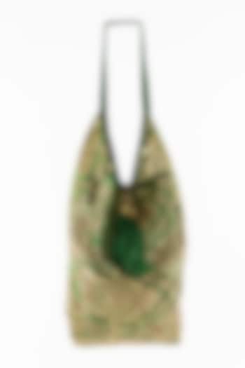 Emerald Green Jhola Bag With Tassels by THAT GYPSY
