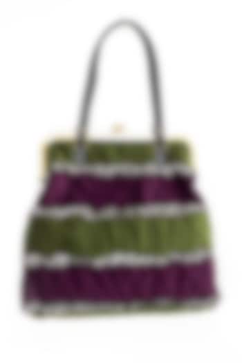 Purple Jhola Bag With Ruffles by THAT GYPSY