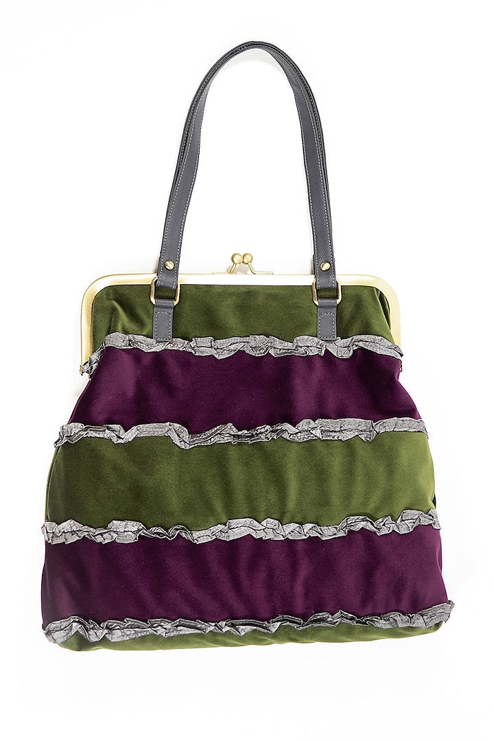 Purple Jhola Bag With Ruffles by THAT GYPSY