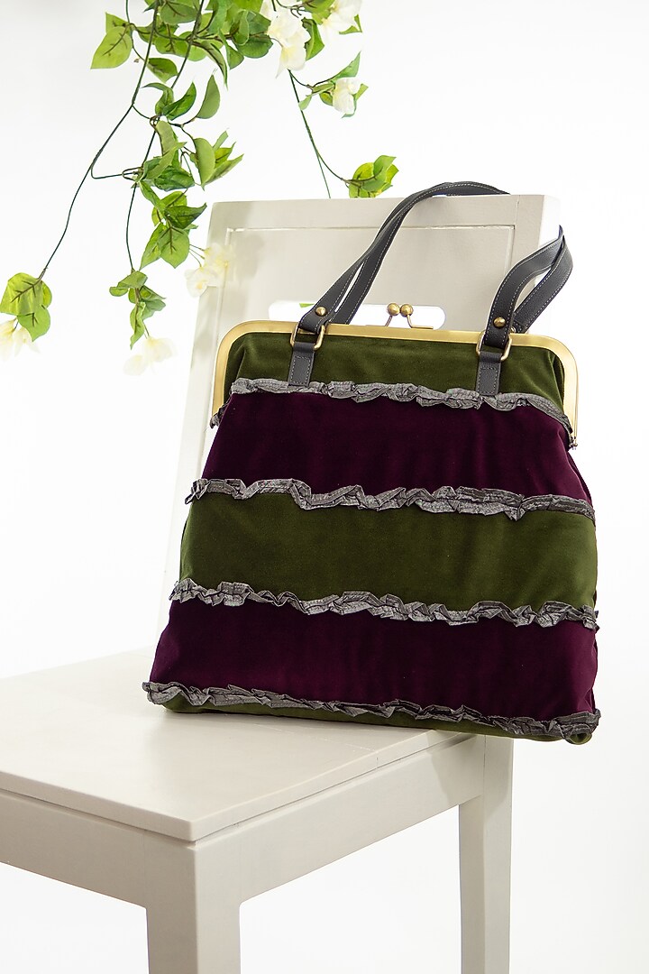 Purple Jhola Bag With Ruffles by THAT GYPSY at Pernia's Pop Up Shop