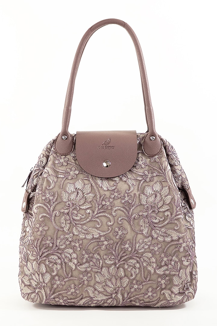 Mauve Lace & Net Bag With Sparkle by THAT GYPSY