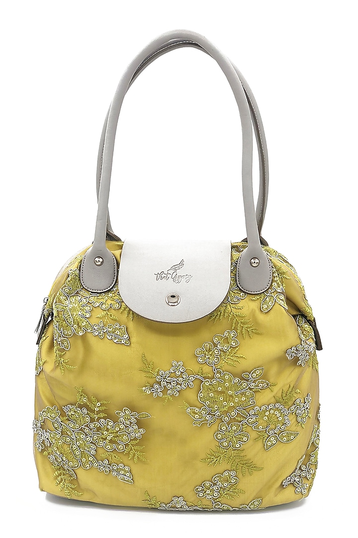 Lime Green Embroidered Bag by THAT GYPSY