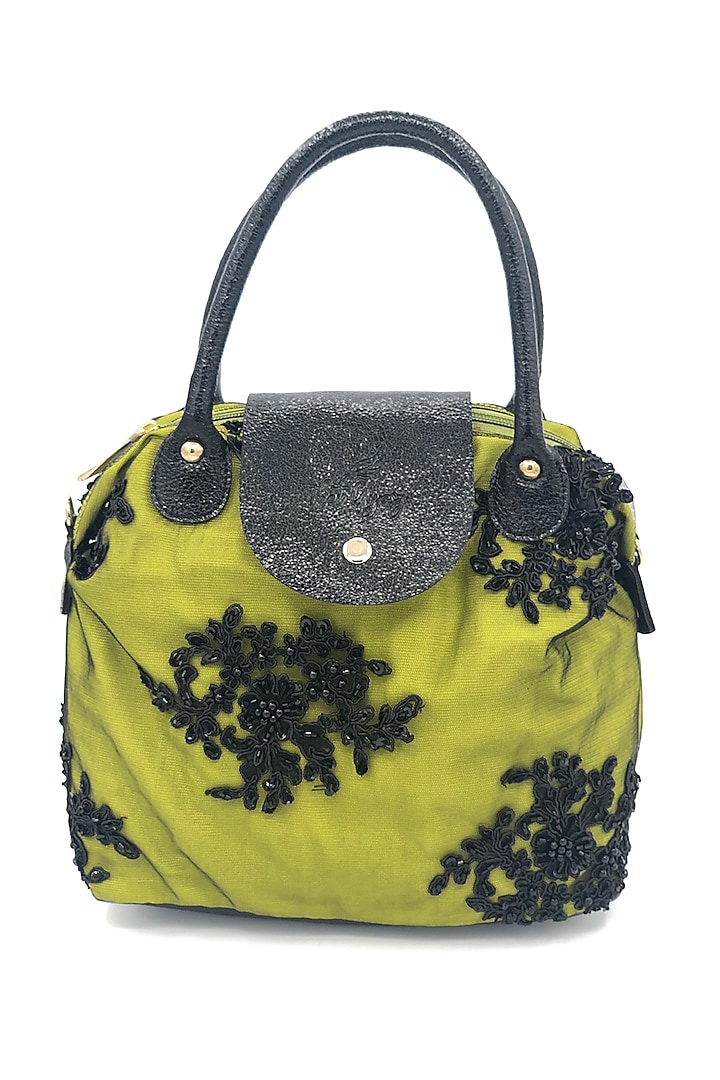 Lime Green Embroidered Lace Bag by THAT GYPSY
