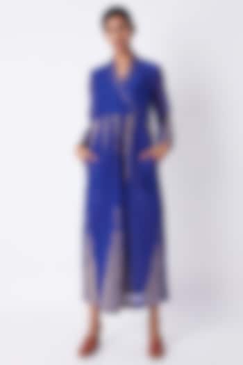 Cobalt Blue Pleated Dress by Tahweave