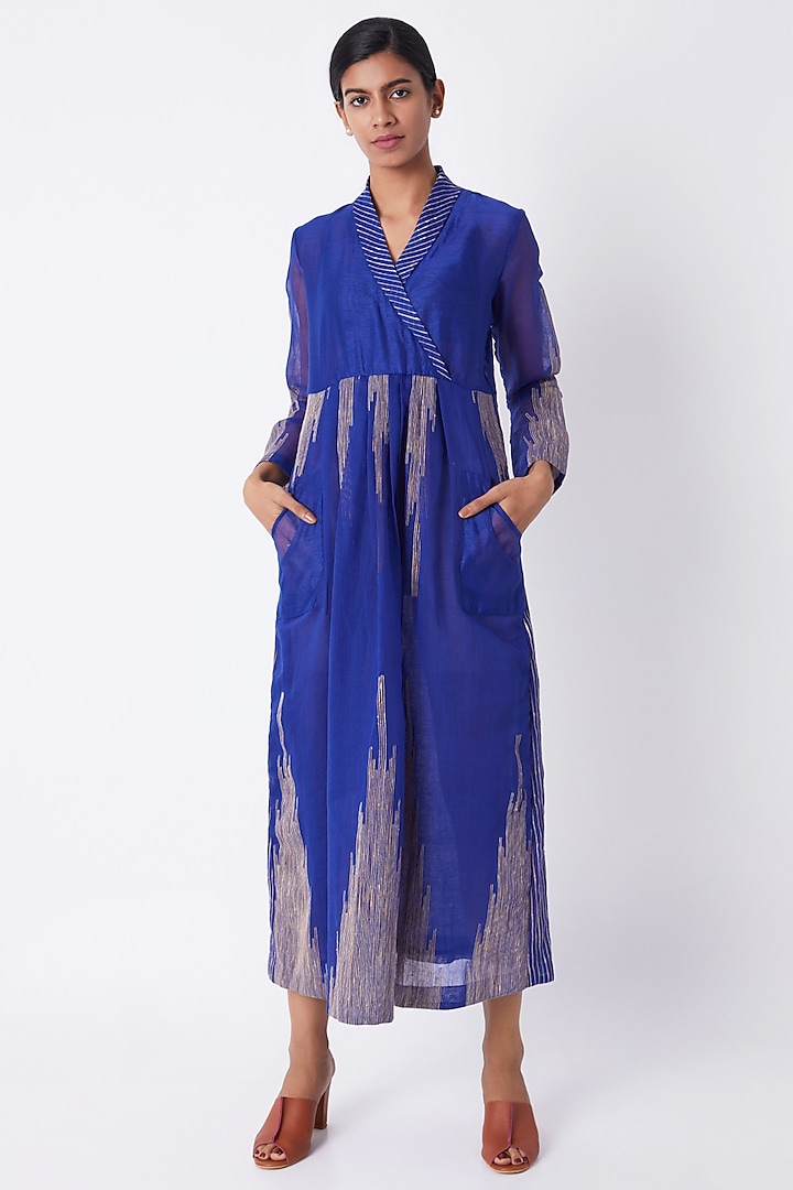 Cobalt Blue Pleated Dress by Tahweave