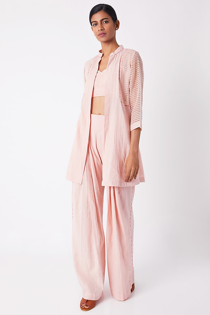 Blush Pink Pintucked Shirt by Tahweave at Pernia's Pop Up Shop