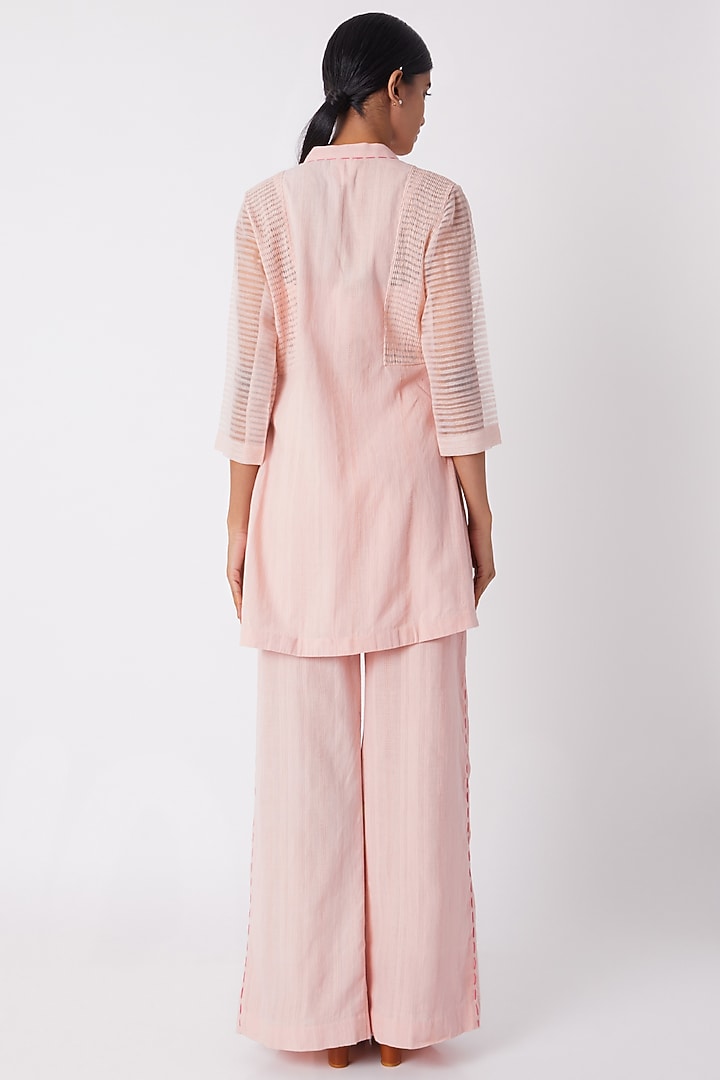 Blush Pink Pintucked Shirt by Tahweave at Pernia's Pop Up Shop