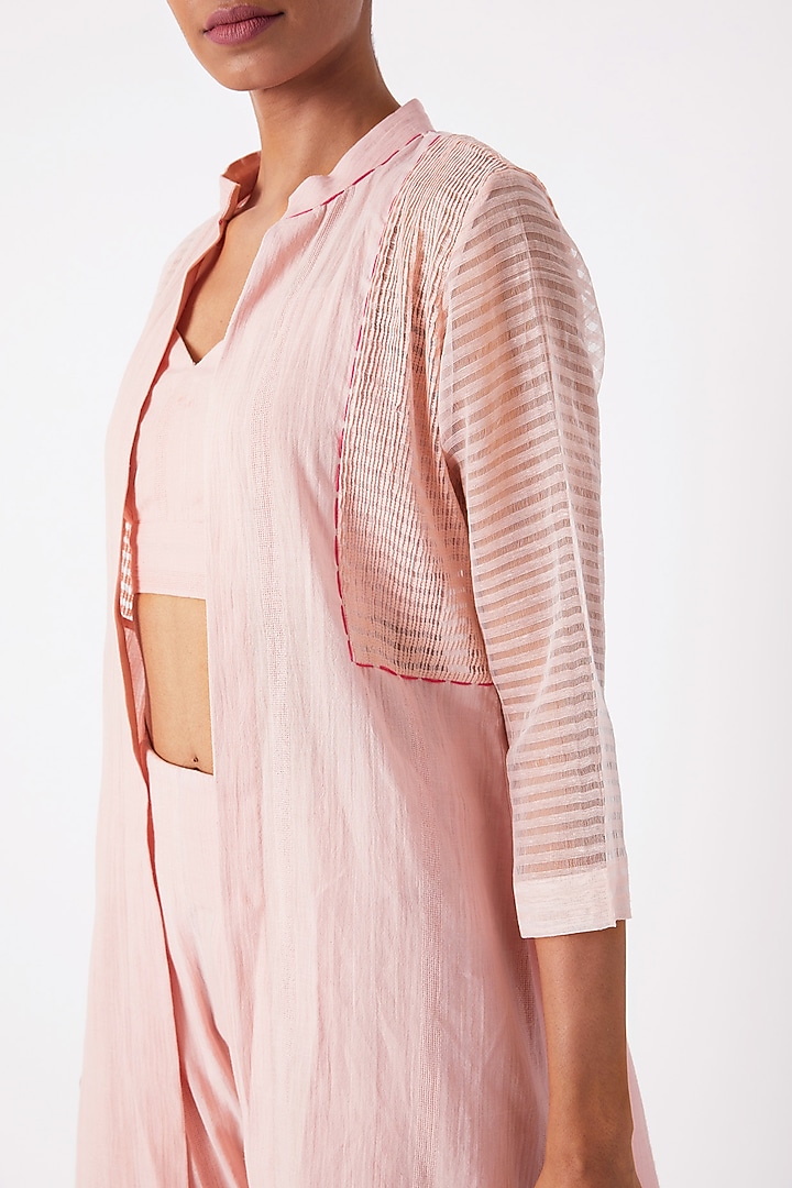 Blush Pink Pintucked Shirt by Tahweave at Pernia's Pop Up Shop