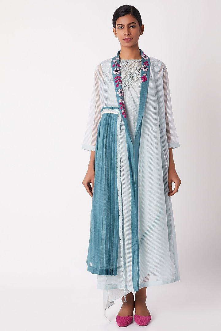 Light Blue Sheer Wrap Overlayer Summer Dress by Tahweave at Pernia's Pop Up Shop
