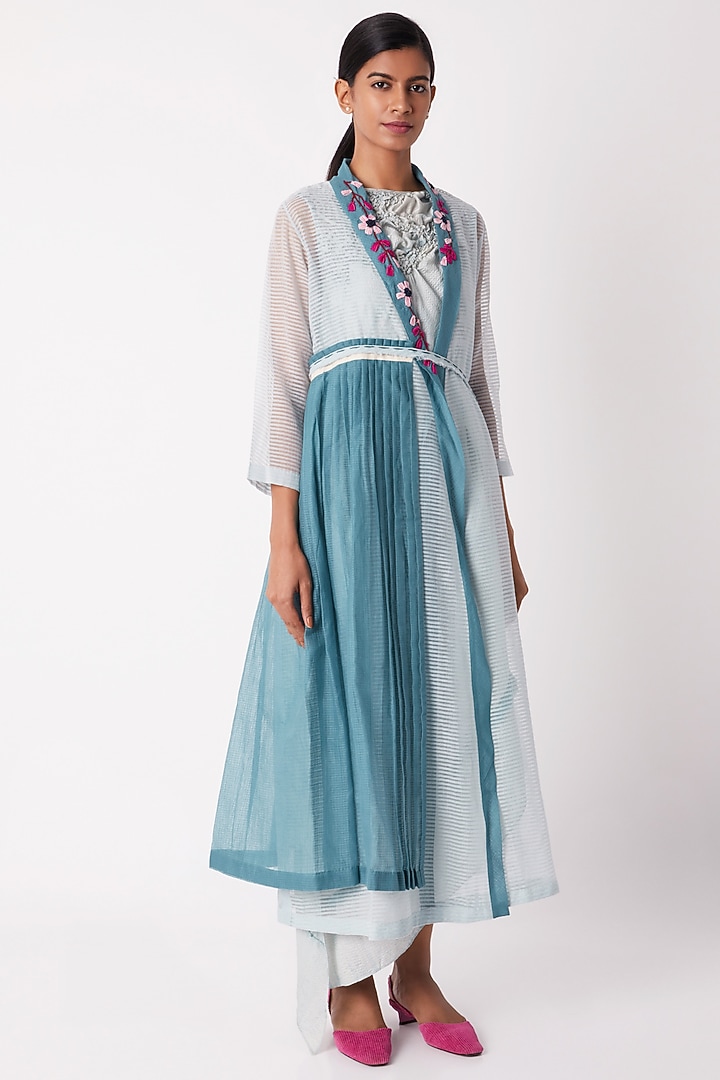 Light Blue Sheer Wrap Overlayer Summer Dress by Tahweave at Pernia's Pop Up Shop