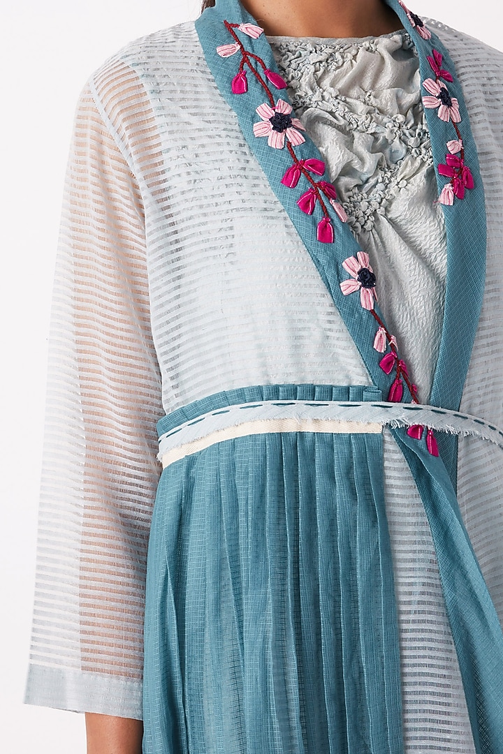 Light Blue Sheer Wrap Overlayer Summer Dress by Tahweave at Pernia's Pop Up Shop