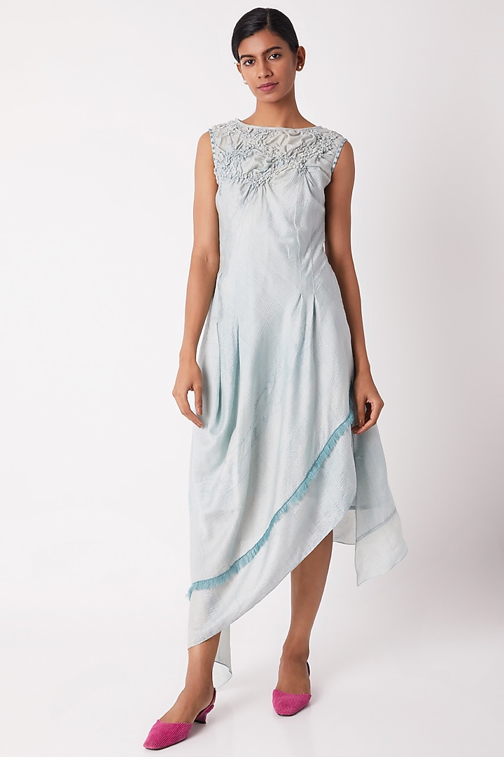 Light Blue Draped Summer Dress by Tahweave at Pernia's Pop Up Shop