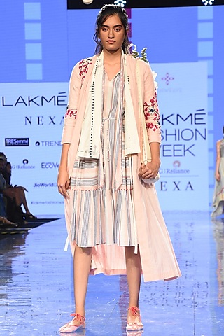 Blush Pink Floral Long Overlayer by Tahweave