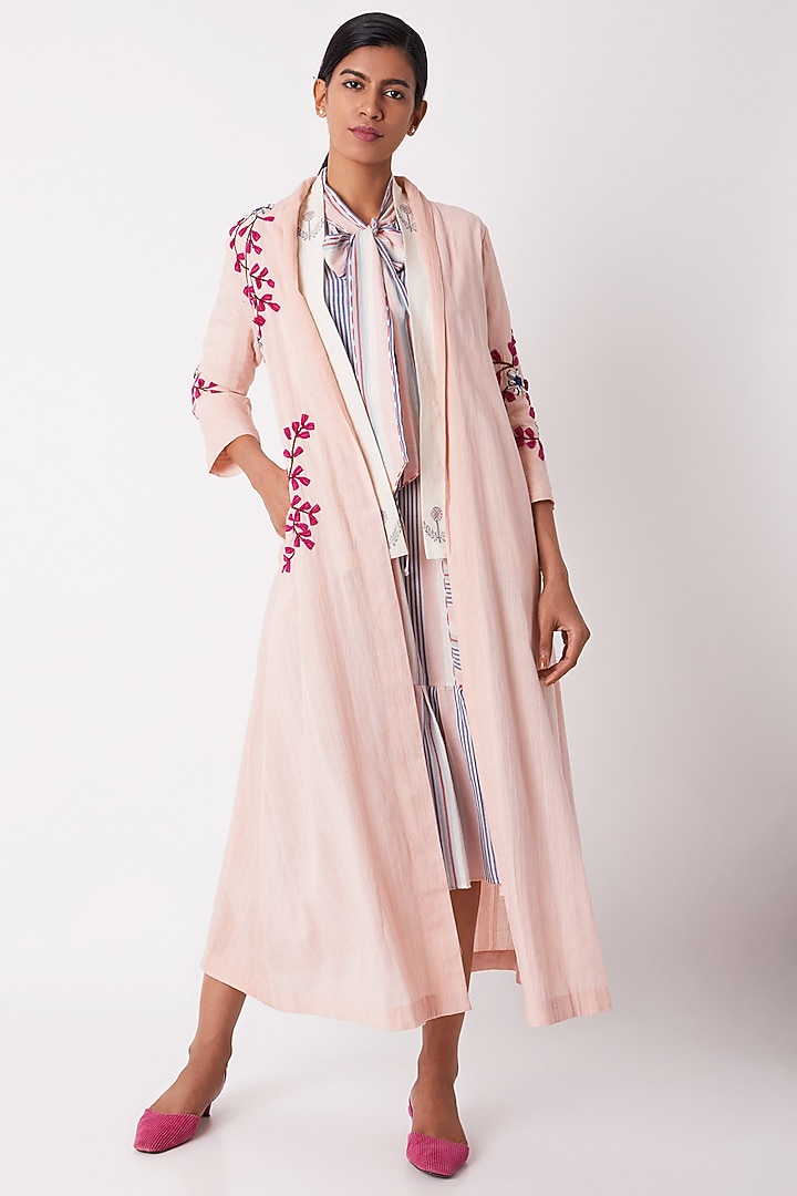 Blush Pink Floral Long Overlayer by Tahweave at Pernia's Pop Up Shop