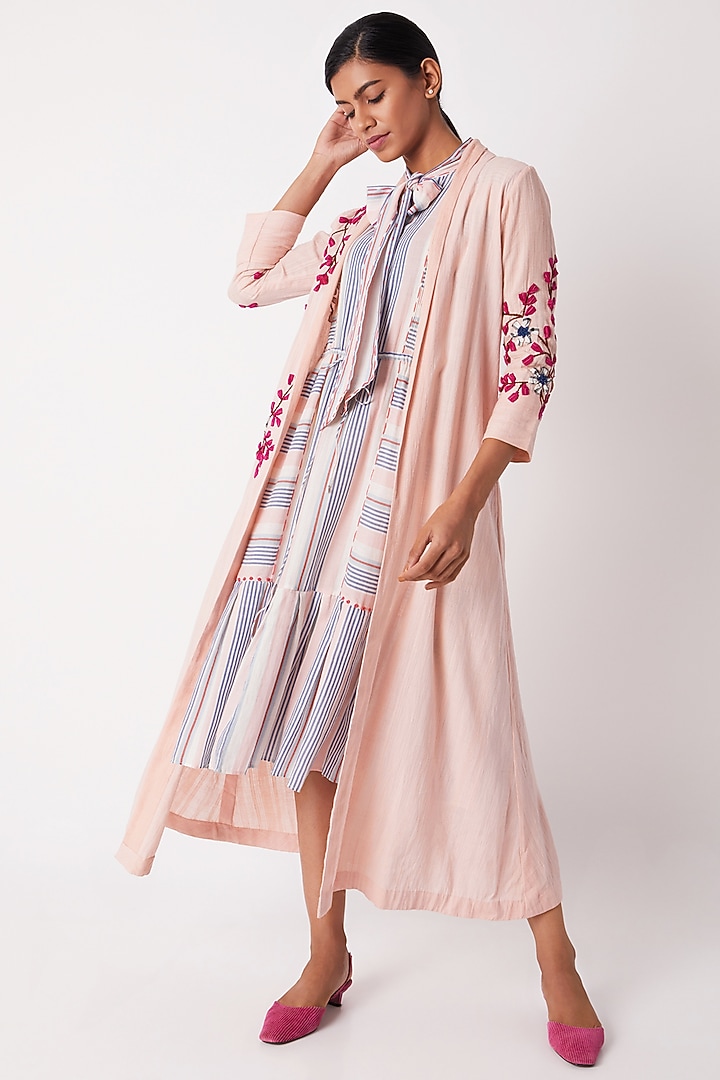 Blush Pink Floral Long Overlayer by Tahweave at Pernia's Pop Up Shop