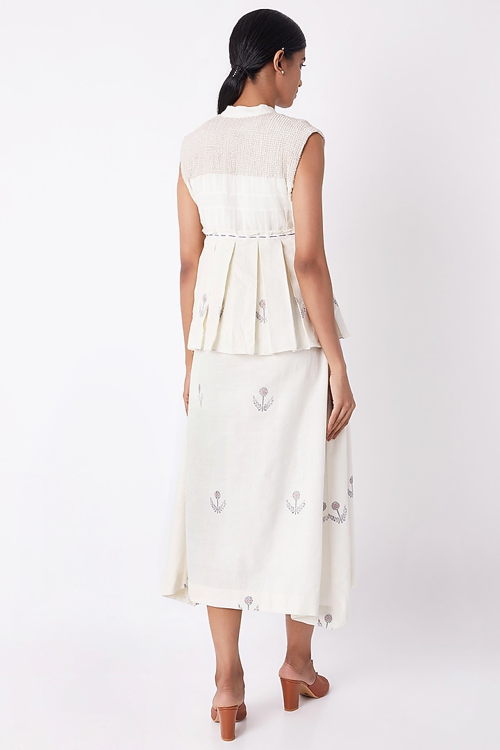 Off White Pleated Short Overlayer Top by Tahweave at Pernia's Pop Up Shop