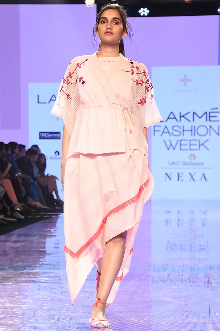 Blush Pink Asymmetric Dress by Tahweave