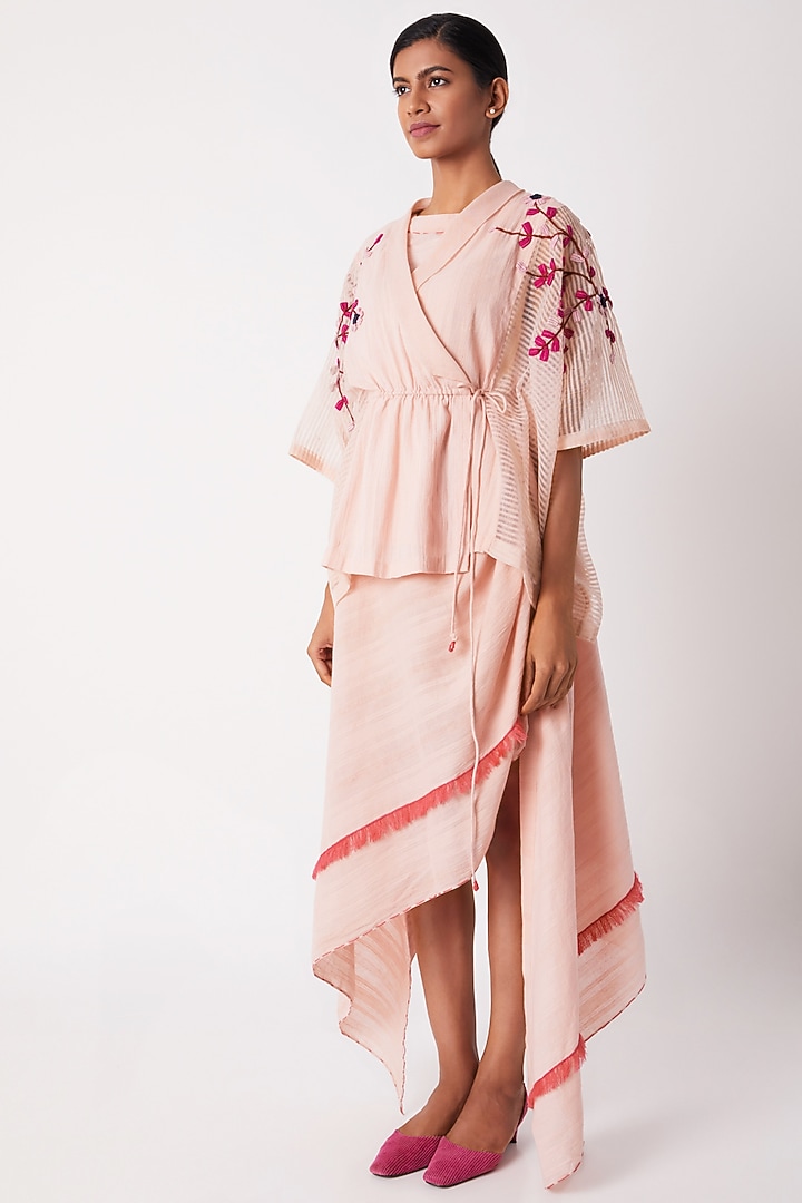 Blush Pink Wrap Overlayer With Drawstrings by Tahweave at Pernia's Pop Up Shop