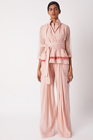 Blush Pink Layered Wrap Top by Tahweave
