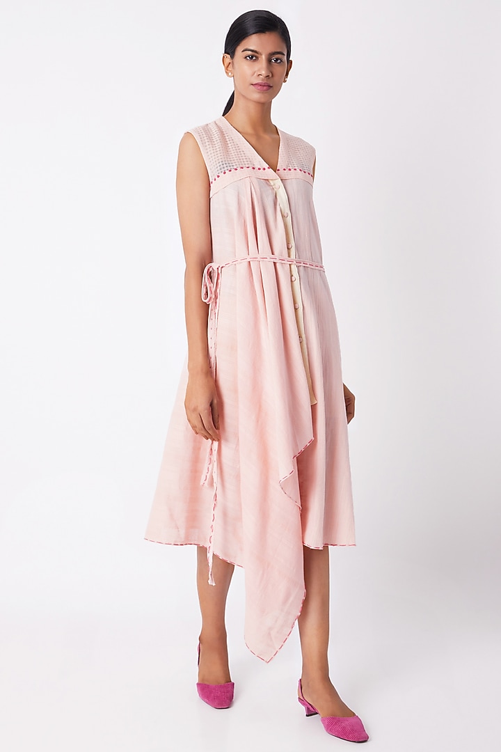Blush Pink Asymmetric Overlayer Summer Dress by Tahweave at Pernia's Pop Up Shop