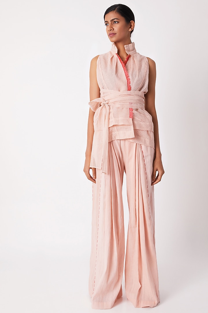 Blush Pink Sleeveless Wraped Top by Tahweave at Pernia's Pop Up Shop