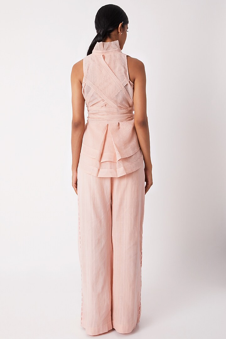 Blush Pink Pleated Pants by Tahweave at Pernia's Pop Up Shop