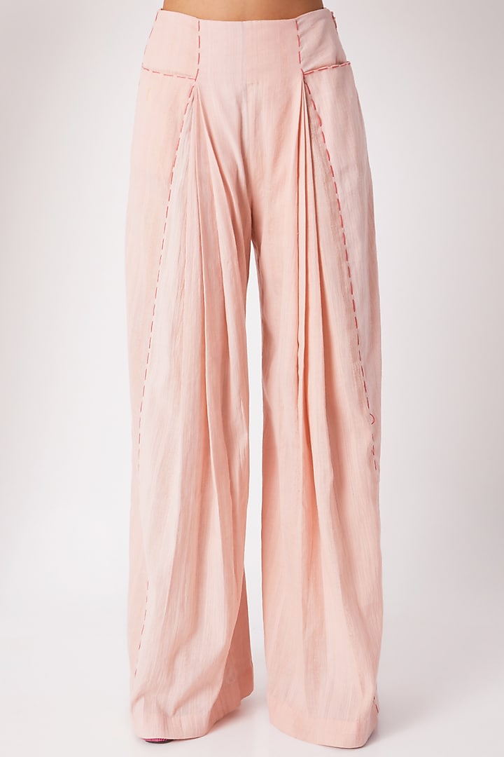 Blush Pink Pleated Pants by Tahweave at Pernia's Pop Up Shop