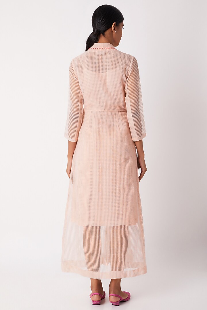 Blush Pink Sheer Pleated Summer Dress With Slip by Tahweave at Pernia's Pop Up Shop