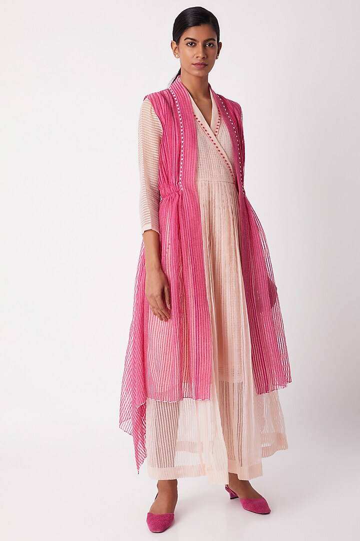 Fuchsia Asymmetric Overlayer With Pleats Design by Tahweave at Pernia's ...