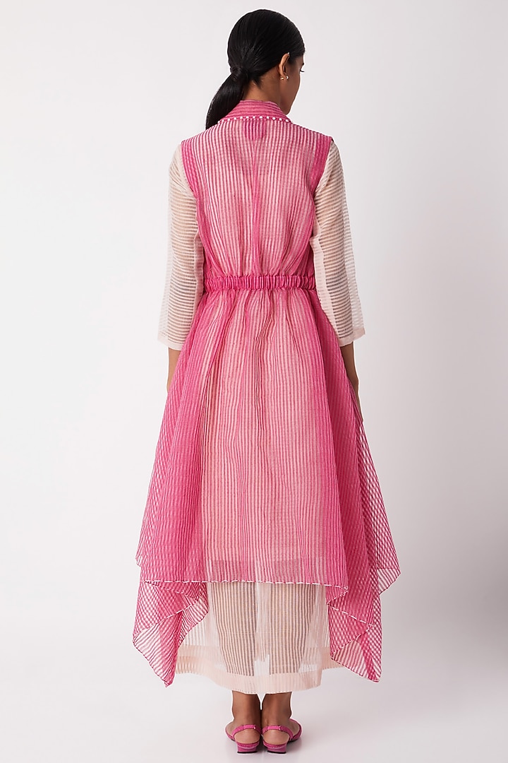 Fuchsia Asymmetric Overlayer With Pleats by Tahweave at Pernia's Pop Up Shop