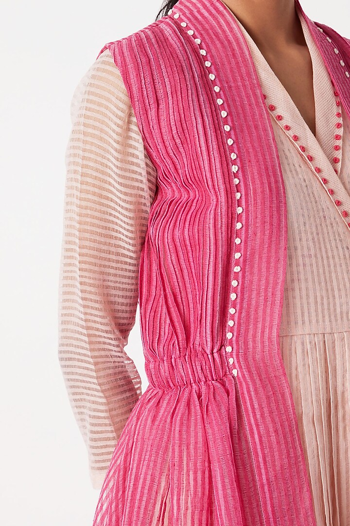 Fuchsia Asymmetric Overlayer With Pleats by Tahweave at Pernia's Pop Up Shop