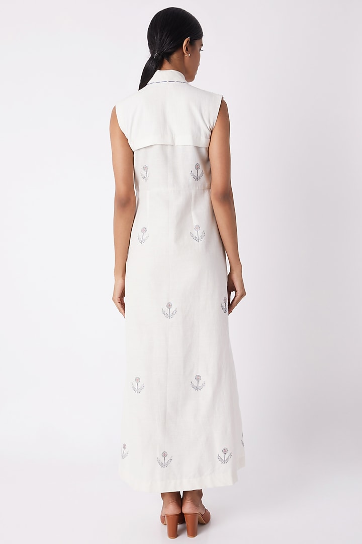 Off White Jamdani Wrap Summer Dress by Tahweave at Pernia's Pop Up Shop