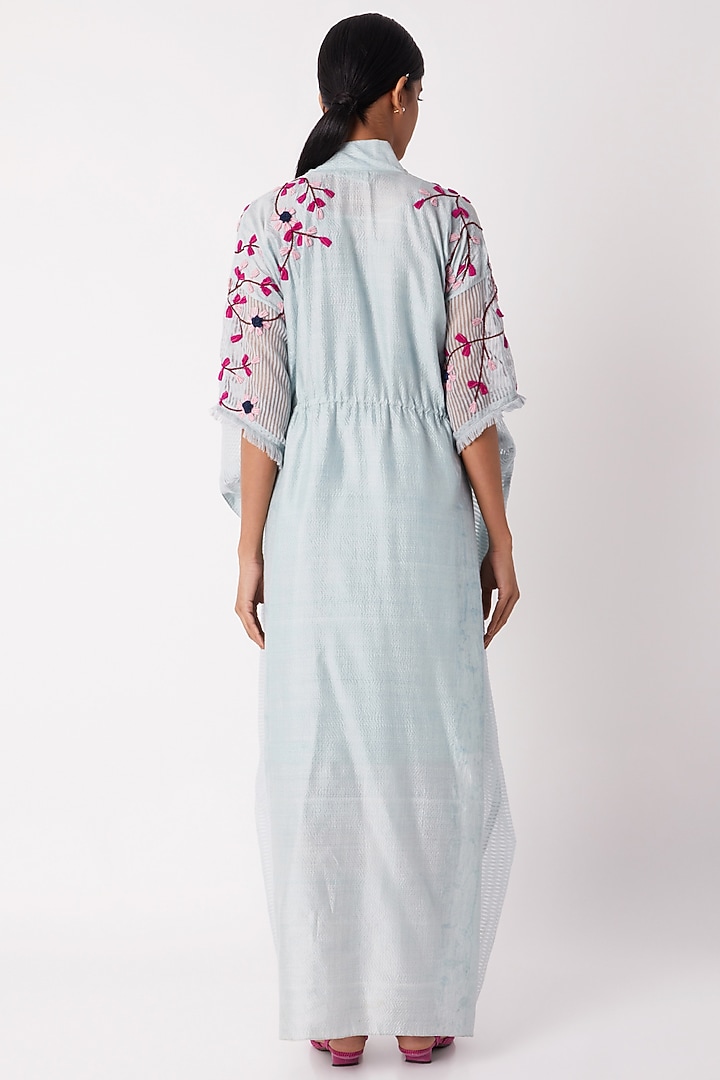Light Blue Shibori Summer Dress With Drawstrings by Tahweave at Pernia's Pop Up Shop