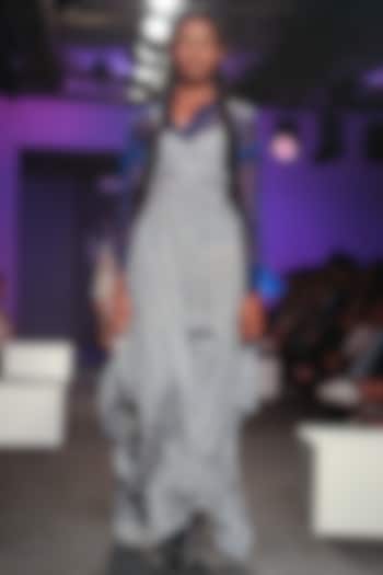 Ice Blue Striped Drape Summer Dress by Tahweave at Pernia's Pop Up Shop