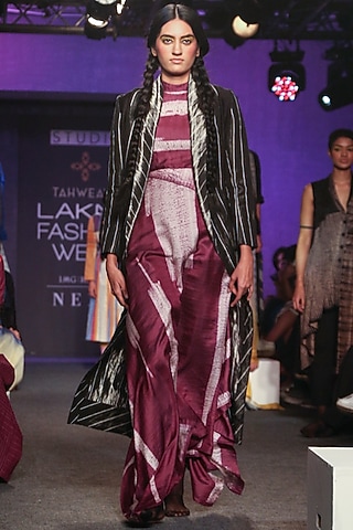 Purple Shibori Drape Dress by Tahweave