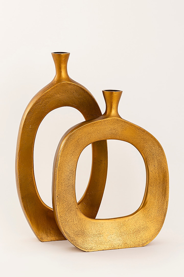 Antique Brass Finished Aluminum Vase by Taho Living