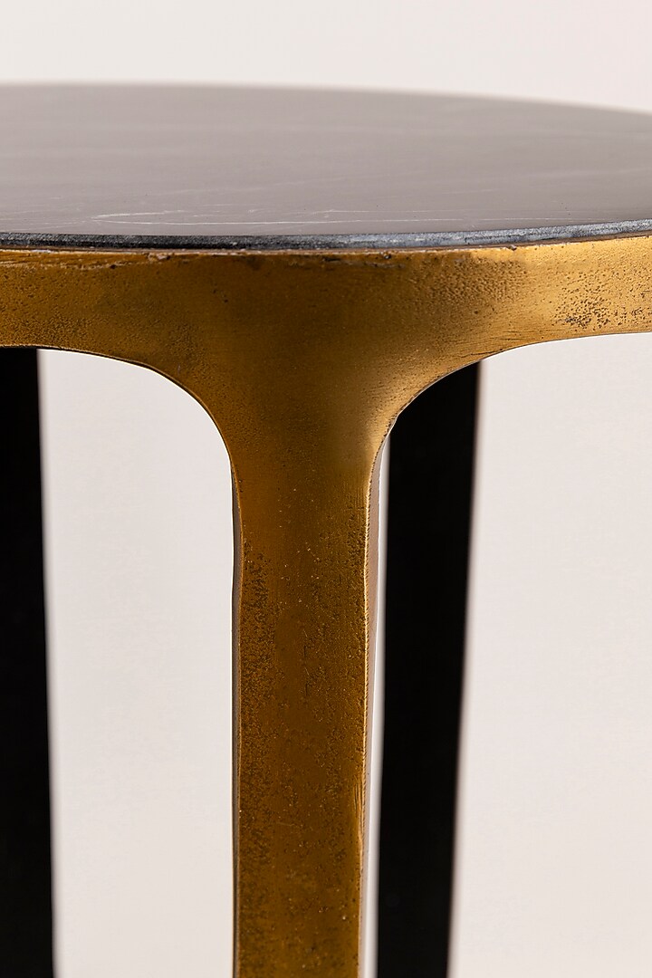 Antique Brass Finished & Graphite Black Marble Nesting Tables (Set of 2) by Taho Living at Pernia's Pop Up Shop