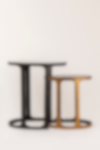 Graphite Black & Antique Brass Finished Marble Nesting Tables (Set of 2) by Taho Living