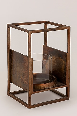 Antique Brass Finished Aluminum Lantern by Taho Living