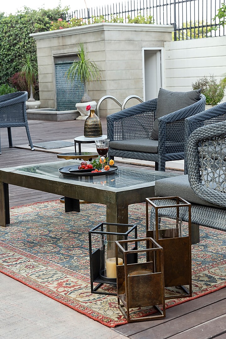 Antique Brass Finished Aluminum Lantern by Taho Living at Pernia's Pop Up Shop