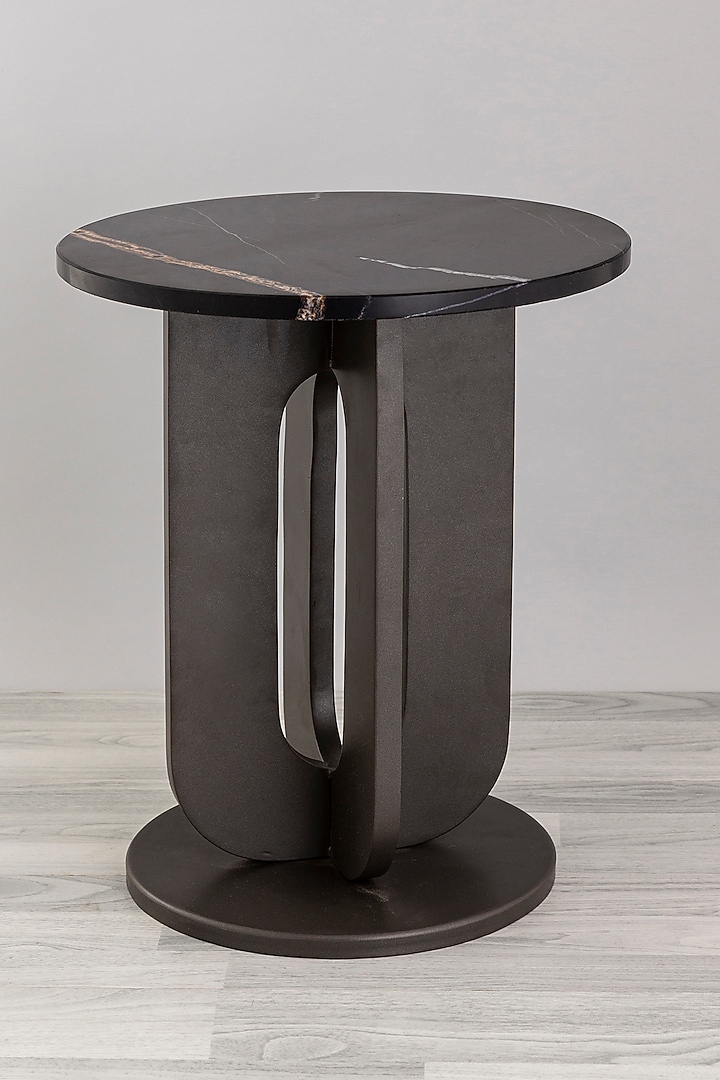 Antique Zinc Finished Iron & Marble End Table by Taho Living at Pernia's Pop Up Shop