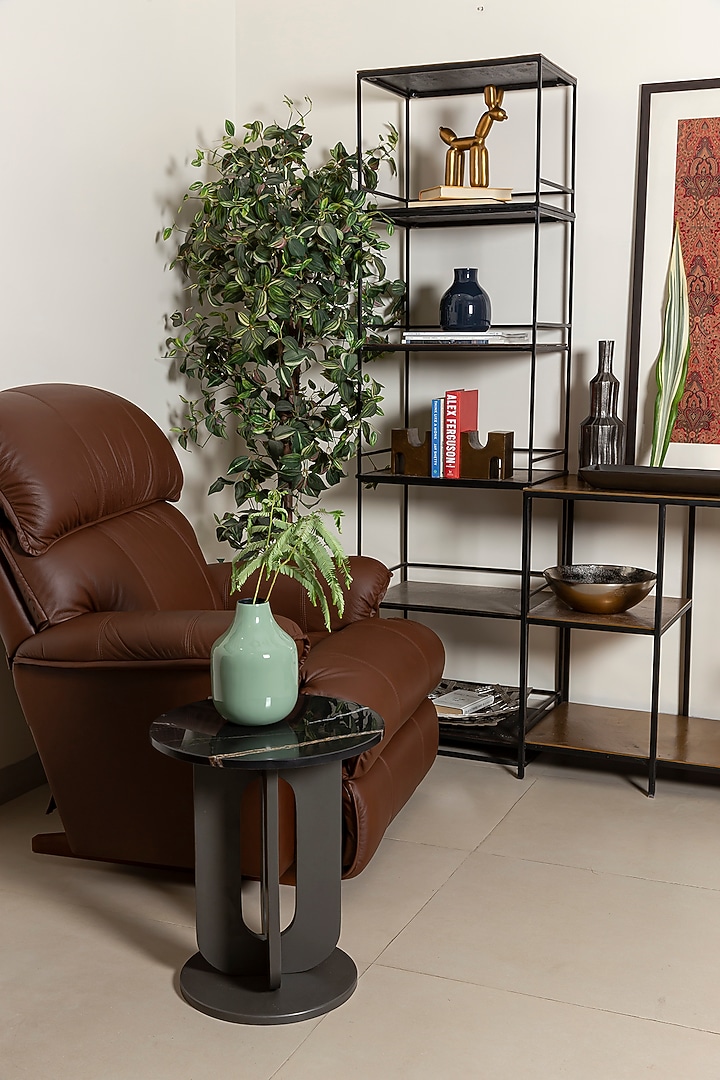 Antique Zinc Finished Iron & Marble End Table by Taho Living at Pernia's Pop Up Shop